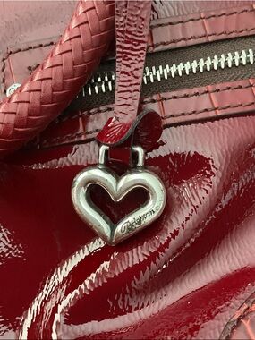 Brighton Red Patent Leather Shoulder Bag with Heart Charm